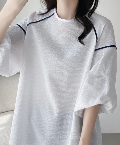 ABITOKYO(アビトーキョー)の「配色パイピングストライプブラウス(シャツ/ブラウス・レディース・ホワイト/ブラック/ブルー・M/L/XL)」の20枚目の写真