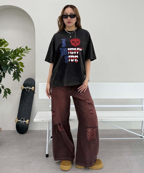 sedacle（セダクル）の「フラッグプリント加工Tシャツ（Tシャツ/カットソー・レディース・ブラック/アイボリー/レッド・SMALL/MEDIUM/LARGE）」の18枚目の写真