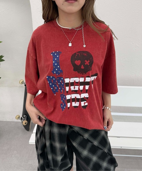 sedacle（セダクル）の「フラッグプリント加工Tシャツ（Tシャツ/カットソー・レディース・ブラック/アイボリー/レッド・SMALL/MEDIUM/LARGE）」の21枚目の写真