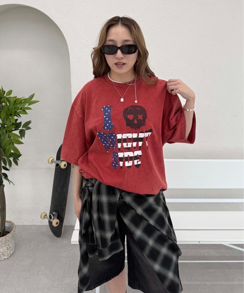 sedacle（セダクル）の「フラッグプリント加工Tシャツ（Tシャツ/カットソー・レディース・ブラック/アイボリー/レッド・SMALL/MEDIUM/LARGE）」の22枚目の写真