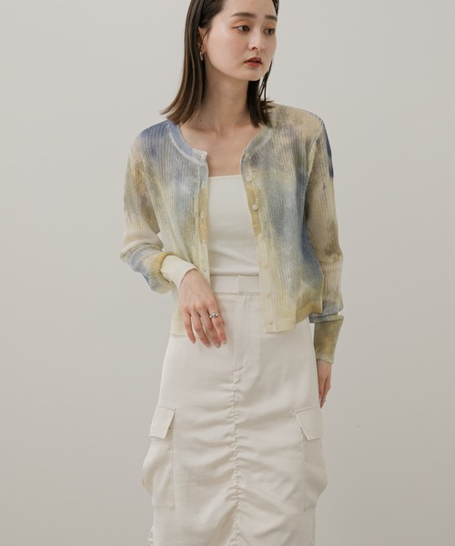 SENSE OF PLACE by URBAN RESEARCH（センスオブプレイスバイアーバンリサーチ）の「シアープリントクロップドカーディガン（カーディガン/ボレロ・レディース・ブルー系その他/ベージュ系その他・ONE）」の8枚目の写真