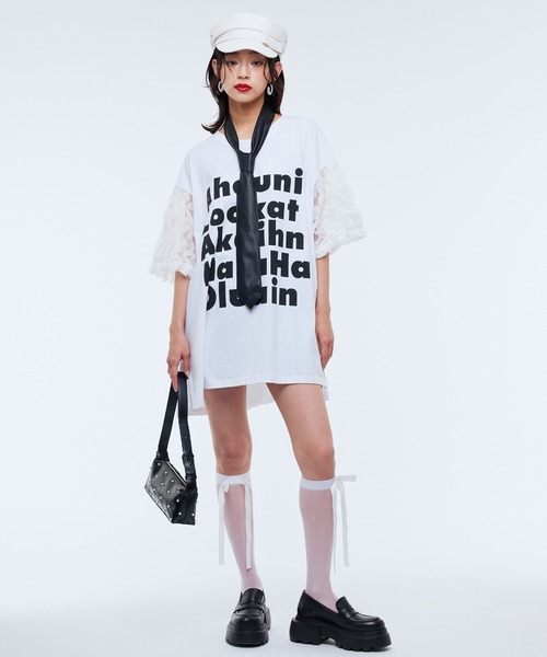 Narcissus(ナルシス)の「【Narcissus】ロゴアームフリルT(Tシャツ/カットソー・レディース・ホワイト/ブラック・FREE)」の19枚目の写真