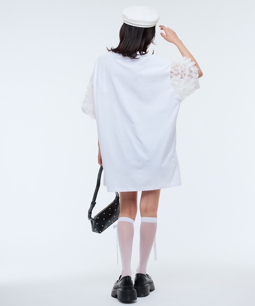 Narcissus(ナルシス)の「【Narcissus】ロゴアームフリルT(Tシャツ/カットソー・レディース・ホワイト/ブラック・FREE)」の17枚目の写真