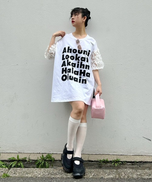 Narcissus(ナルシス)の「【Narcissus】ロゴアームフリルT(Tシャツ/カットソー・レディース・ホワイト/ブラック・FREE)」の21枚目の写真