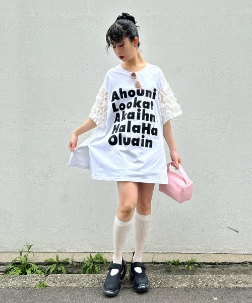 Narcissus(ナルシス)の「【Narcissus】ロゴアームフリルT(Tシャツ/カットソー・レディース・ホワイト/ブラック・FREE)」の22枚目の写真