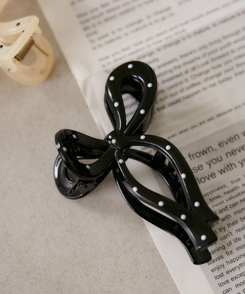VIS（ビス）の「ドットリボンバンス（バレッタ/ヘアクリップ・レディース・ホワイト/ブラック・FREE）」の3枚目の写真