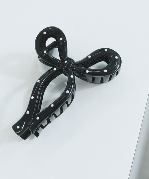 VIS（ビス）の「ドットリボンバンス（バレッタ/ヘアクリップ・レディース・ホワイト/ブラック・FREE）」の4枚目の写真