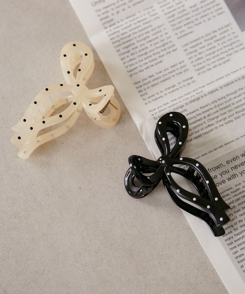 VIS（ビス）の「ドットリボンバンス（バレッタ/ヘアクリップ・レディース・ホワイト/ブラック・FREE）」の9枚目の写真