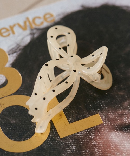 VIS（ビス）の「ドットリボンバンス（バレッタ/ヘアクリップ・レディース・ホワイト/ブラック・FREE）」の10枚目の写真