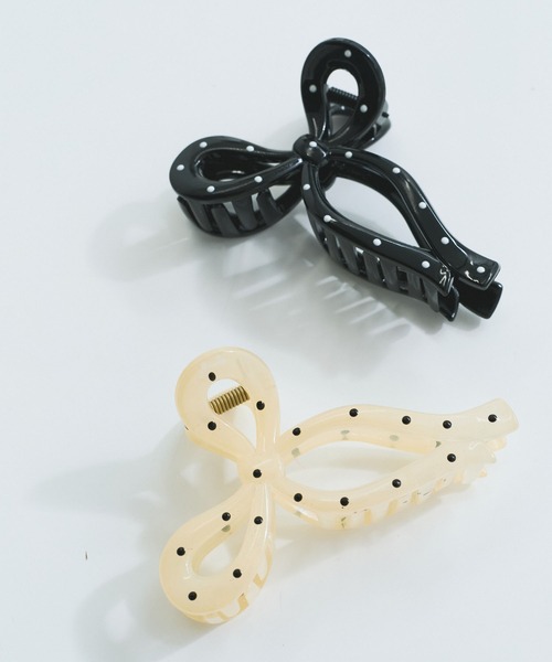 VIS（ビス）の「ドットリボンバンス（バレッタ/ヘアクリップ・レディース・ホワイト/ブラック・FREE）」の11枚目の写真