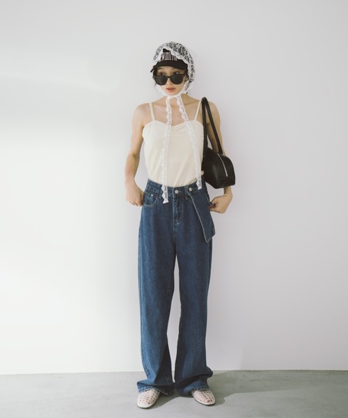 duei(デュイ)の「アシメサロン付ストレートデニム(デニムパンツ・レディース・ブルー/ライトブルー・FREE)」の8枚目の写真