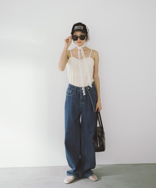 duei(デュイ)の「アシメサロン付ストレートデニム(デニムパンツ・レディース・ブルー/ライトブルー・FREE)」の9枚目の写真