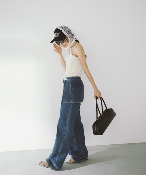 duei(デュイ)の「アシメサロン付ストレートデニム(デニムパンツ・レディース・ブルー/ライトブルー・FREE)」の10枚目の写真