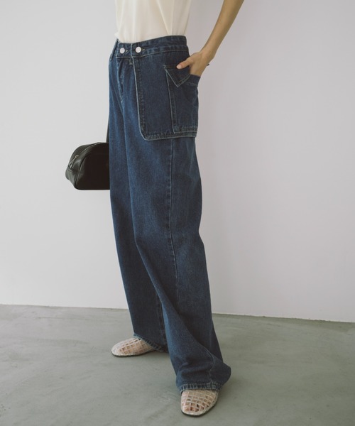 duei(デュイ)の「アシメサロン付ストレートデニム(デニムパンツ・レディース・ブルー/ライトブルー・FREE)」の7枚目の写真