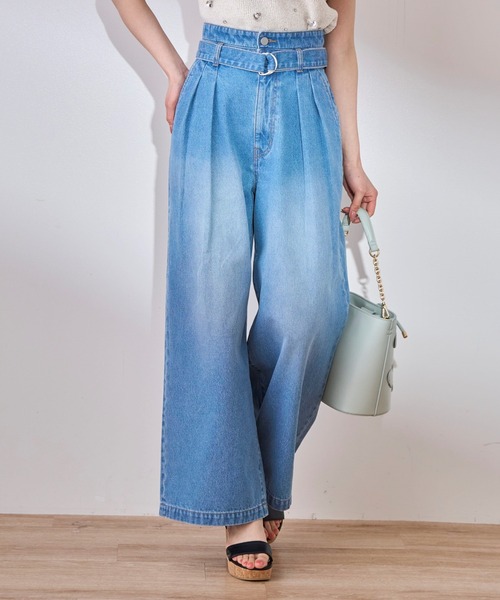 31 Sons de mode（トランテアン　ソン　ドゥ　モード）の「ベルト付きワイドデニムパンツ（デニムパンツ・レディース・インディゴブルー/サックスブルー・S/M）」の11枚目の写真