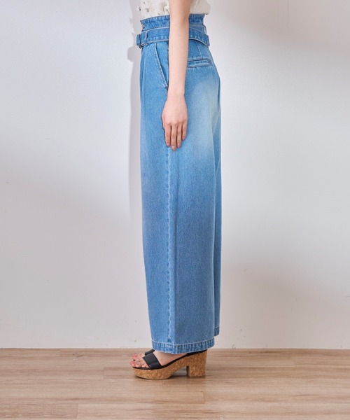 31 Sons de mode（トランテアン　ソン　ドゥ　モード）の「ベルト付きワイドデニムパンツ（デニムパンツ・レディース・インディゴブルー/サックスブルー・S/M）」の20枚目の写真