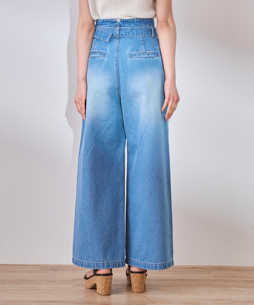 31 Sons de mode（トランテアン　ソン　ドゥ　モード）の「ベルト付きワイドデニムパンツ（デニムパンツ・レディース・インディゴブルー/サックスブルー・S/M）」の21枚目の写真