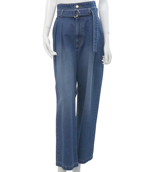 31 Sons de mode（トランテアン　ソン　ドゥ　モード）の「ベルト付きワイドデニムパンツ（デニムパンツ・レディース・インディゴブルー/サックスブルー・S/M）」の18枚目の写真