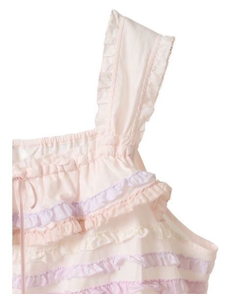 新品 ピンクハウス♥グラデーションピコフリルキャミ／キナリ系 セール】あじさいグラデーションフリルキャミソールブラウス
