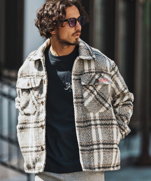 mj10792- Shaggy Check CPO Jacket シャギージャケット（その他