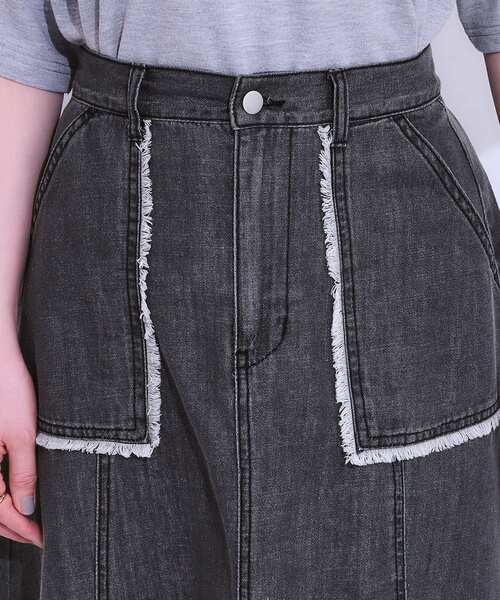 Cutie Blonde(キューティーブロンド)の「【S-LL】フリンジポケットがアクセント デニムフレアスカート(スカート・レディース・ブラック/ライトブルー・01/02/03/04)」の14枚目の写真