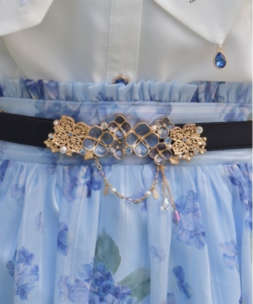 axes femme(アクシーズファム)の「紫陽花モチーフ細ゴムベルト(ベルト・レディース・シルバー/ゴールド・FREE)」の2枚目の写真