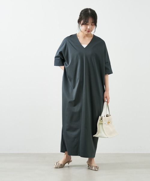 ⭐︎未使用⭐︎ＺE RＯ＋MARIACORNEJO黒のVネックコクーンワンピース 50%off]UVカット/接触冷感-Vネックコクーンワンピース