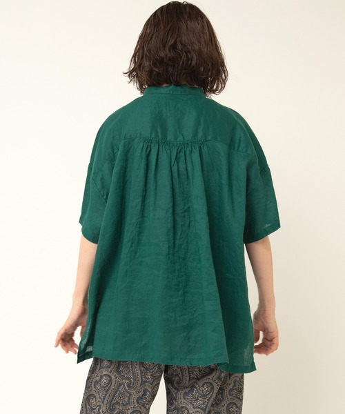RNA-N（アールエヌエーエヌ）の「B2909 リネンスモールカラーシャーリングシャツ（シャツ/ブラウス・レディース・グリーン/ブラック/オフホワイト・FREE）」の6枚目の写真