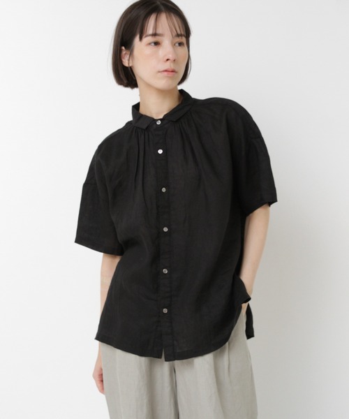 RNA-N（アールエヌエーエヌ）の「B2909 リネンスモールカラーシャーリングシャツ（シャツ/ブラウス・レディース・グリーン/ブラック/オフホワイト・FREE）」の18枚目の写真