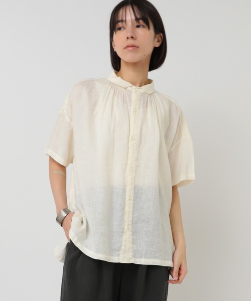 RNA-N(アールエヌエーエヌ)の「B2909 リネンスモールカラーシャーリングシャツ(シャツ/ブラウス・レディース・グリーン/ブラック/オフホワイト・FREE)」の18枚目の写真