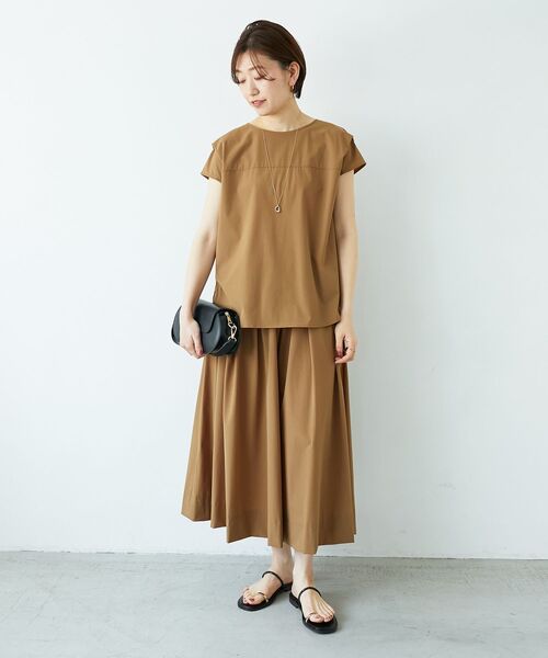 le.coeur blanc（ルクールブラン）の「ナイロンストレッチタックギャザースカート（スカート・レディース・ブラウン/グリーン/ベージュ・36/38）」の6枚目の写真