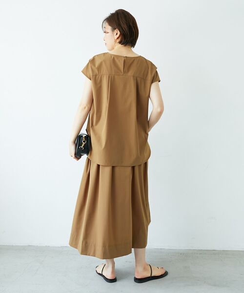 le.coeur blanc（ルクールブラン）の「ナイロンストレッチタックギャザースカート（スカート・レディース・ブラウン/グリーン/ベージュ・36/38）」の8枚目の写真