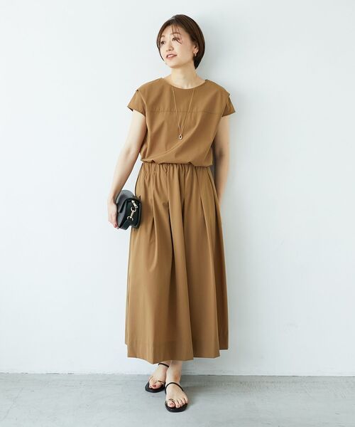 le.coeur blanc（ルクールブラン）の「ナイロンストレッチタックギャザースカート（スカート・レディース・ブラウン/グリーン/ベージュ・36/38）」の9枚目の写真