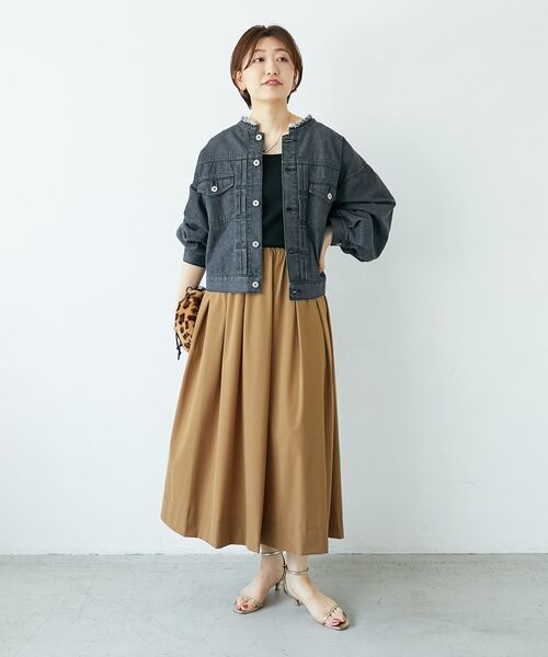 le.coeur blanc（ルクールブラン）の「ナイロンストレッチタックギャザースカート（スカート・レディース・ブラウン/グリーン/ベージュ・36/38）」の14枚目の写真