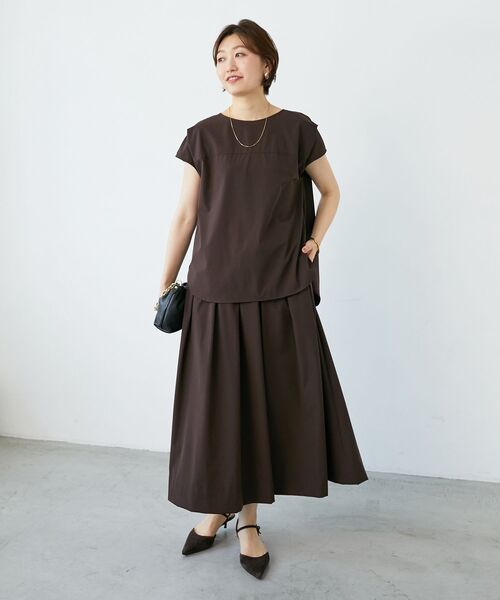 le.coeur blanc（ルクールブラン）の「ナイロンストレッチタックギャザースカート（スカート・レディース・ブラウン/グリーン/ベージュ・36/38）」の18枚目の写真