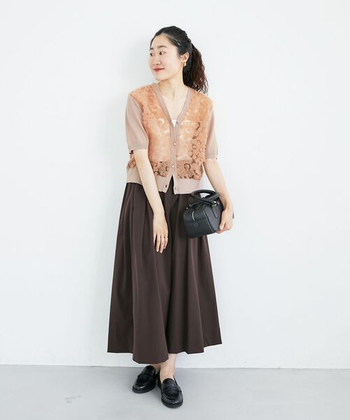 le.coeur blanc（ルクールブラン）の「ナイロンストレッチタックギャザースカート（スカート・レディース・ブラウン/グリーン/ベージュ・36/38）」の20枚目の写真