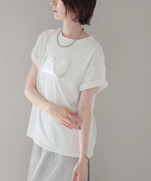each（イーチ）の「箔プリントTシャツ（Tシャツ/カットソー・レディース・ホワイト×シルバー/ブラック/ホワイト/ブラック×シルバー・FREE）」の15枚目の写真