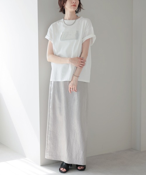 each（イーチ）の「箔プリントTシャツ（Tシャツ/カットソー・レディース・ホワイト×シルバー/ブラック/ホワイト/ブラック×シルバー・FREE）」の19枚目の写真