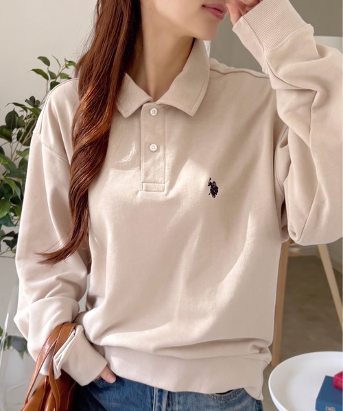 U.S. POLO ASSN.(ユーエスポロアッスン)の「【U.S. POLO ASSN】ポロスウェット(スウェット・レディース・オートミール/ブラック/アイボリー/ブルーグレー・M/L)」の2枚目の写真