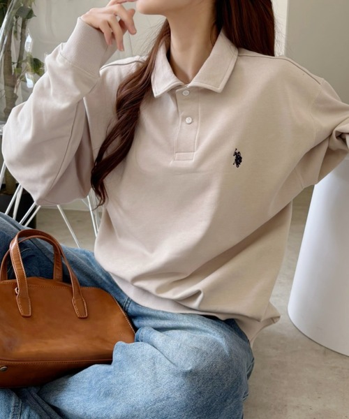 U.S. POLO ASSN.(ユーエスポロアッスン)の「【U.S. POLO ASSN】ポロスウェット(スウェット・レディース・オートミール/ブラック/アイボリー/ブルーグレー・M/L)」の6枚目の写真