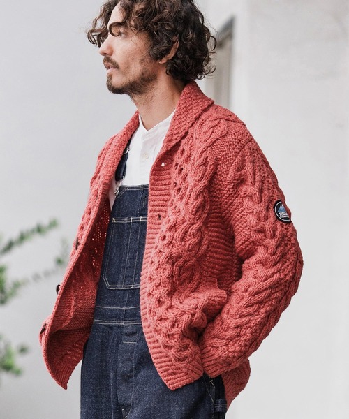 CAMBIO（カンビオ）の「mcg3668-【HIMALAYAN CLIMBERS HAND-KNIT別注】手編みショールカーディガン（カーディガン/ボレロ・メンズ・ネイビー系/セージグリーン/オリーブ/ブラック/コバルトブルー/レッド/コーラルピンク/ホワイト系その他・M/L/XL）」の8枚目の写真