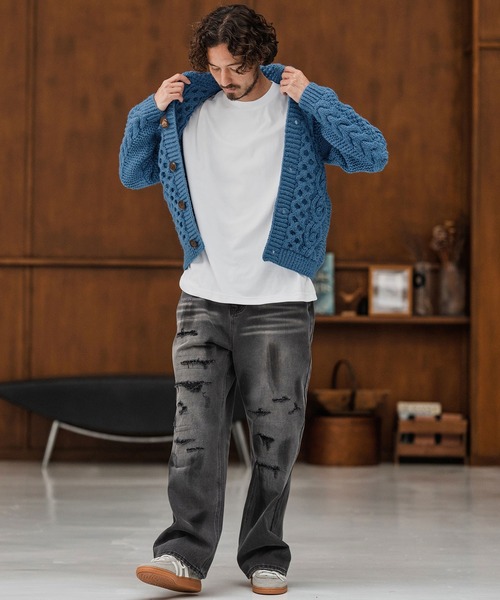 CAMBIO（カンビオ）の「mcg3668-【HIMALAYAN CLIMBERS HAND-KNIT別注】手編みショールカーディガン（カーディガン/ボレロ・メンズ・ネイビー系/セージグリーン/オリーブ/ブラック/コバルトブルー/レッド/コーラルピンク/ホワイト系その他・M/L/XL）」の10枚目の写真