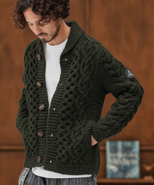 CAMBIO（カンビオ）の「mcg3668-【HIMALAYAN CLIMBERS HAND-KNIT別注】手編みショールカーディガン（カーディガン/ボレロ・メンズ・ネイビー系/セージグリーン/オリーブ/ブラック/コバルトブルー/レッド/コーラルピンク/ホワイト系その他・M/L/XL）」の11枚目の写真