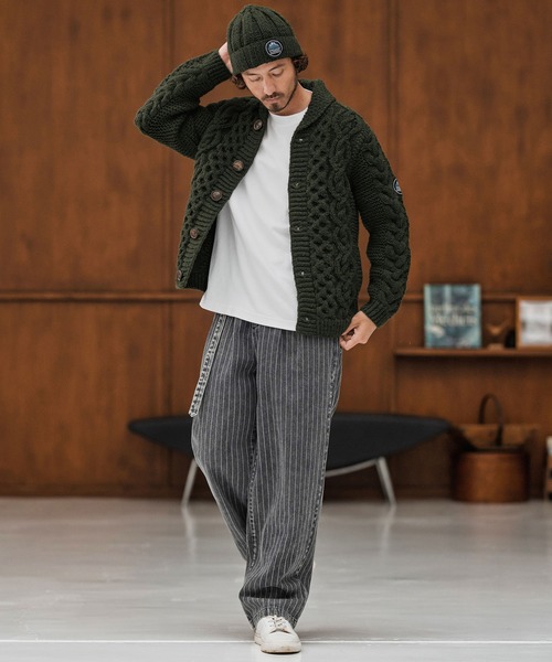 CAMBIO（カンビオ）の「mcg3668-【HIMALAYAN CLIMBERS HAND-KNIT別注】手編みショールカーディガン（カーディガン/ボレロ・メンズ・ネイビー系/セージグリーン/オリーブ/ブラック/コバルトブルー/レッド/コーラルピンク/ホワイト系その他・M/L/XL）」の12枚目の写真