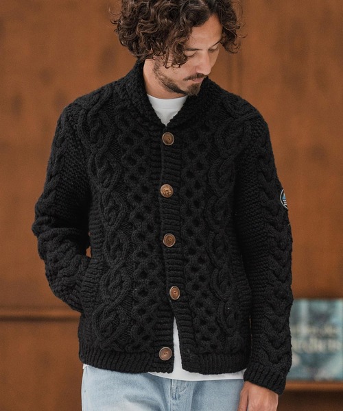 CAMBIO（カンビオ）の「mcg3668-【HIMALAYAN CLIMBERS HAND-KNIT別注】手編みショールカーディガン（カーディガン/ボレロ・メンズ・ネイビー系/セージグリーン/オリーブ/ブラック/コバルトブルー/レッド/コーラルピンク/ホワイト系その他・M/L/XL）」の13枚目の写真