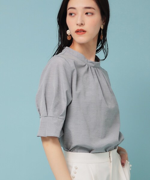 ブラウス シャツ 「涼し気！／SS〜L」スタンドネックブラウス レディース 涼し気！／SS～L】スタンドネックブラウス（シャツ/ブラウス