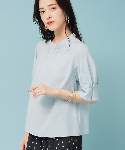 Sunauna（スーナウーナ）の「【きれいめ／定番シルエット】スタンドネックブラウス（シャツ/ブラウス・レディース・ベビーピンク/ライトブルー/チャコールグレー・34/38/40）」の13枚目の写真