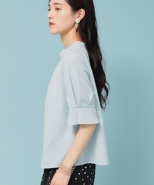 Sunauna（スーナウーナ）の「【きれいめ／定番シルエット】スタンドネックブラウス（シャツ/ブラウス・レディース・ベビーピンク/ライトブルー/チャコールグレー・34/38/40）」の18枚目の写真