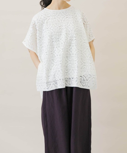 ※ Yukiko ※ かぐれ レースポンチョ プルオーバー インドレース コットンレースポンチョプルオーバー（Tシャツ/カットソー）｜か