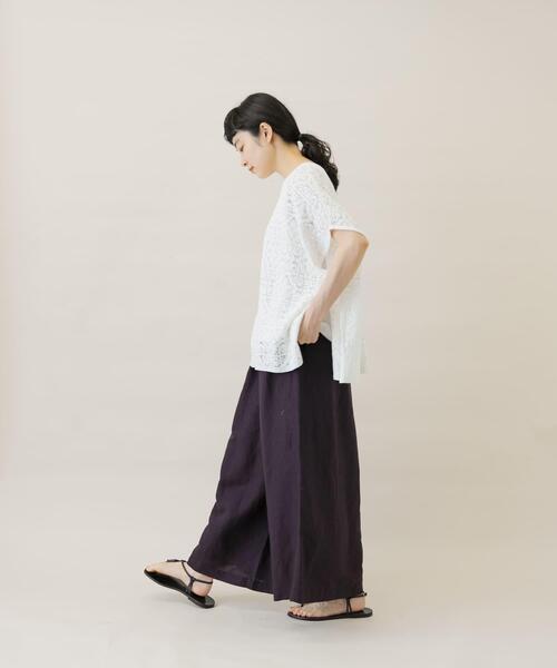 かぐれ（カグレ）の「コットンレースポンチョプルオーバー（Tシャツ/カットソー・レディース・オフホワイト/ブラック・FREE）」の6枚目の写真